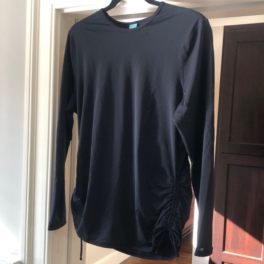 Sunsets swim shirt with side ties in black